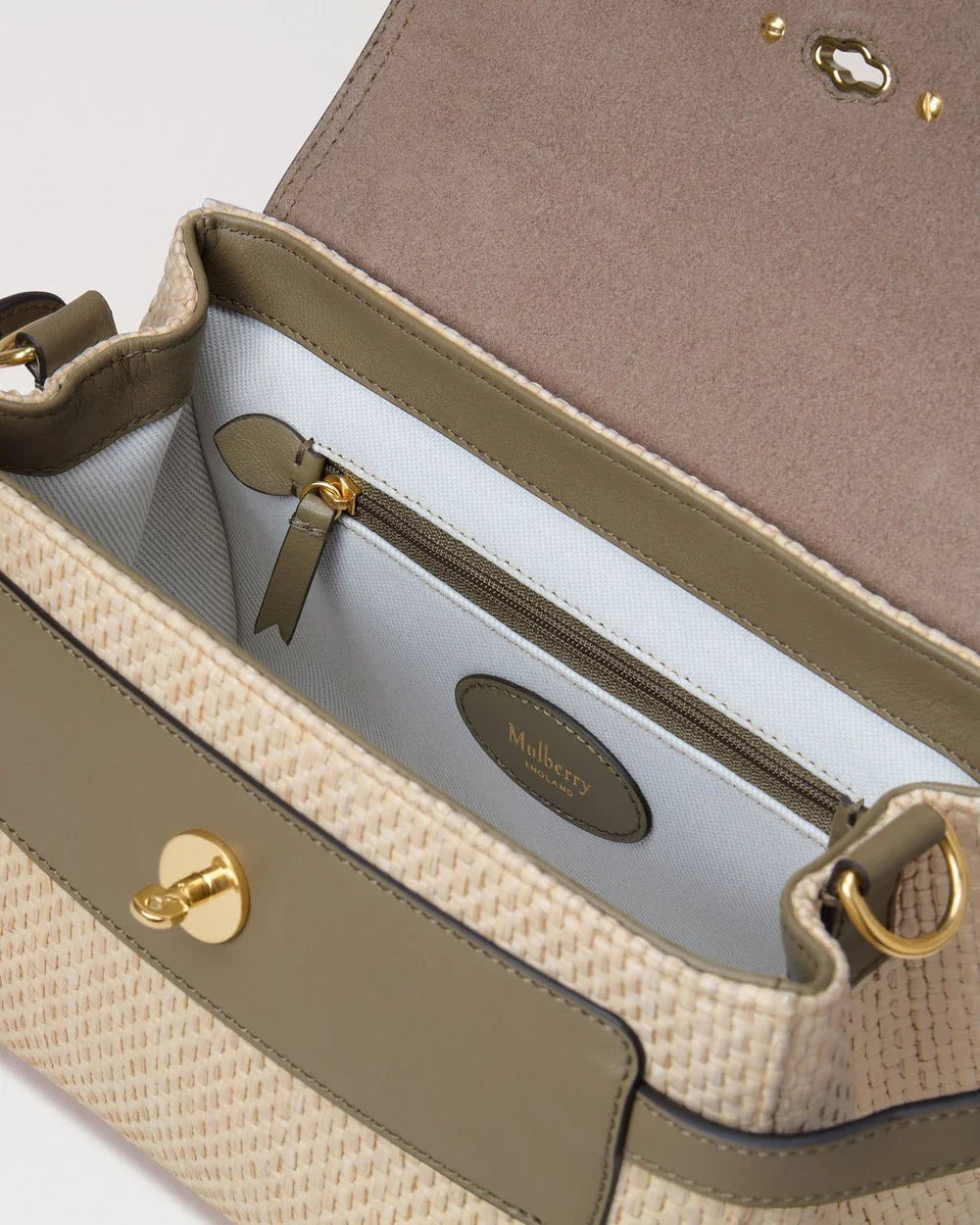 Mini Alexa Linen Green & Natural Raffia & Leather - 6