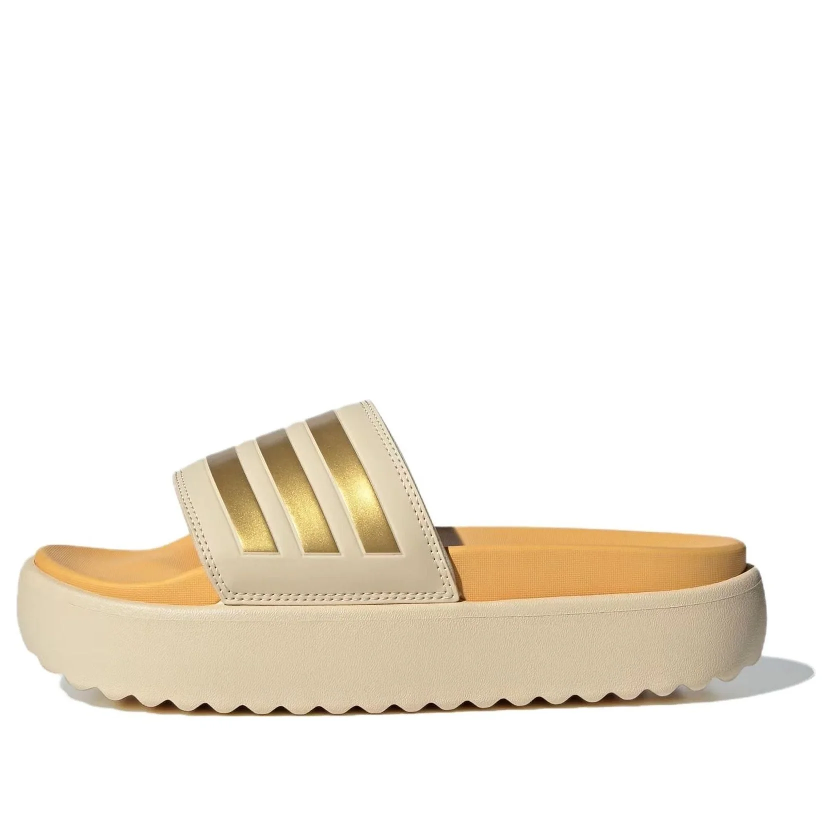 (WMNS) adidas Adilette Platform Slides 'Crystal Sand Gold Metallic' IF3422 - 1