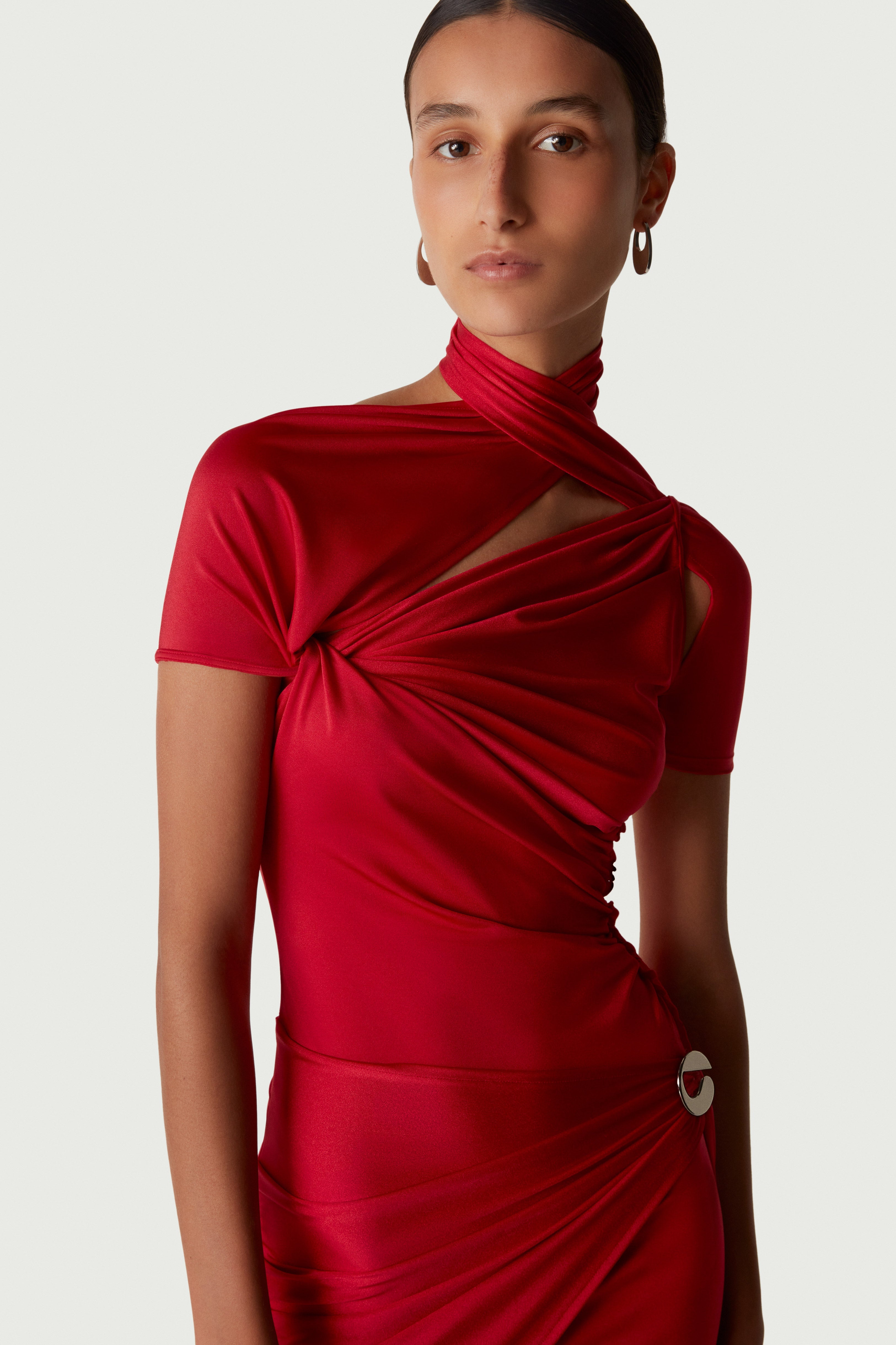 Asymmetric Draped Jersey Dress - 2