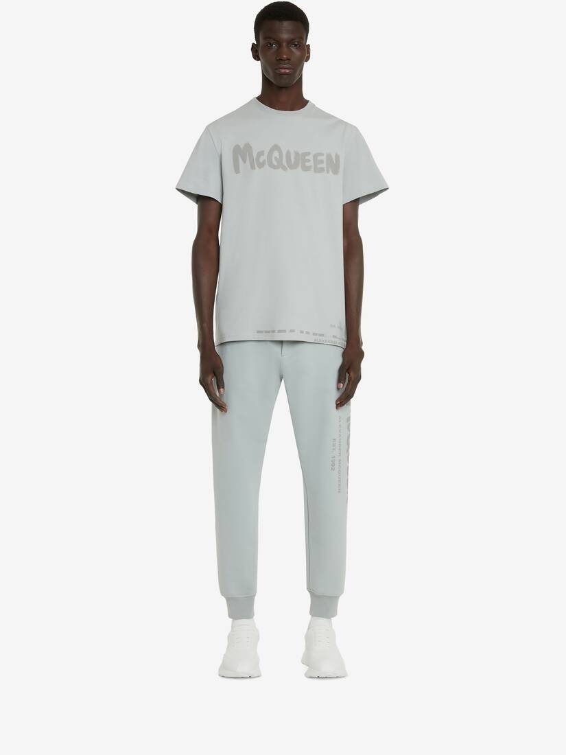 Men's McQueen Graffiti T-shirt in Dove Grey - 2