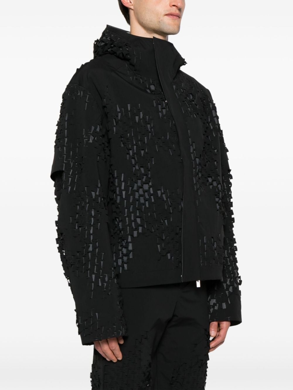 Morphogens lasercut-pattern hooded jacket - 3