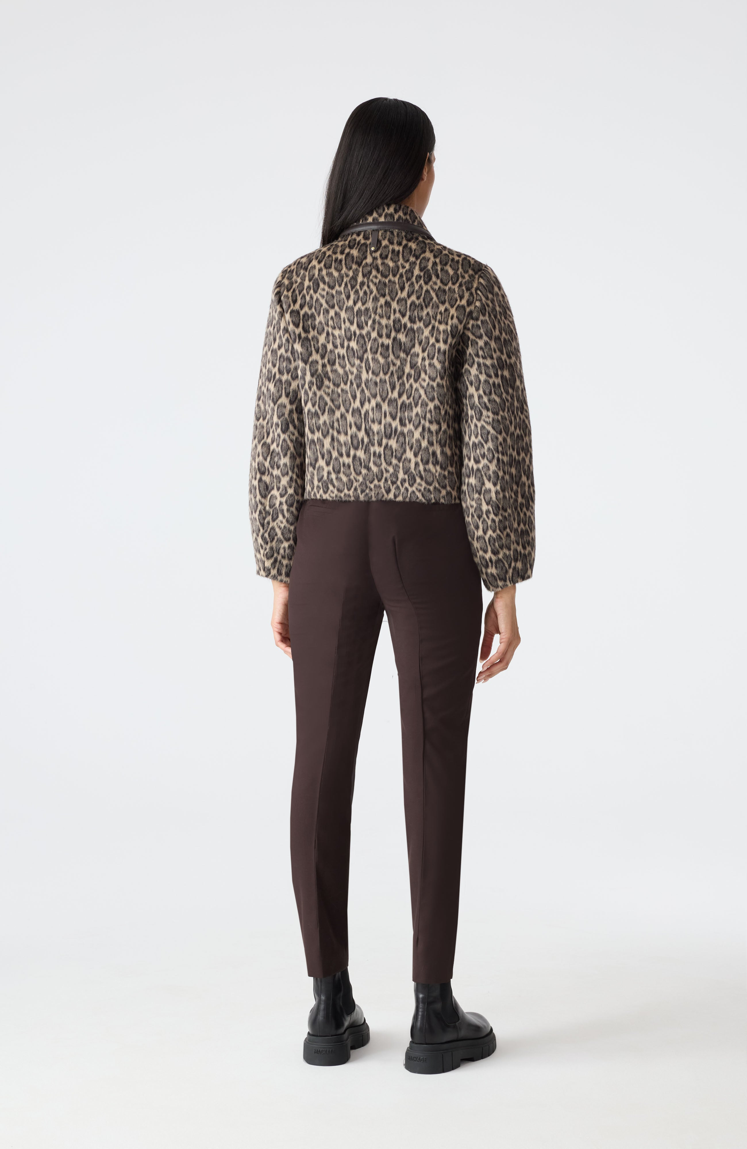 LORAH-A Animal-Print Cropped Leather Jacket - 5