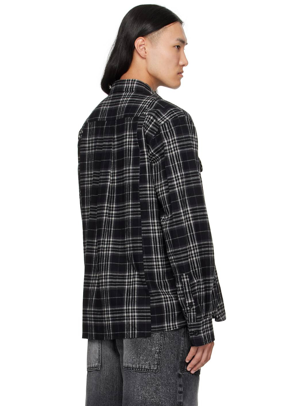 Black Plaid Flannel Shirt - 3