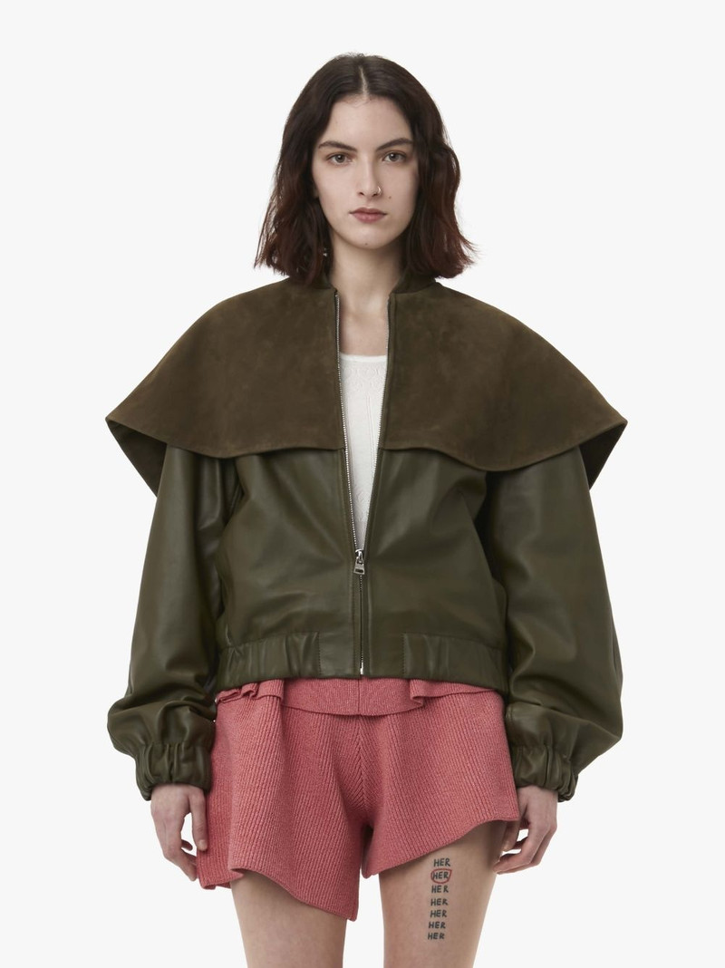 JW Anderson LEATHER BOMBER JACKET WITH OVERSIZED COLLAR outlook