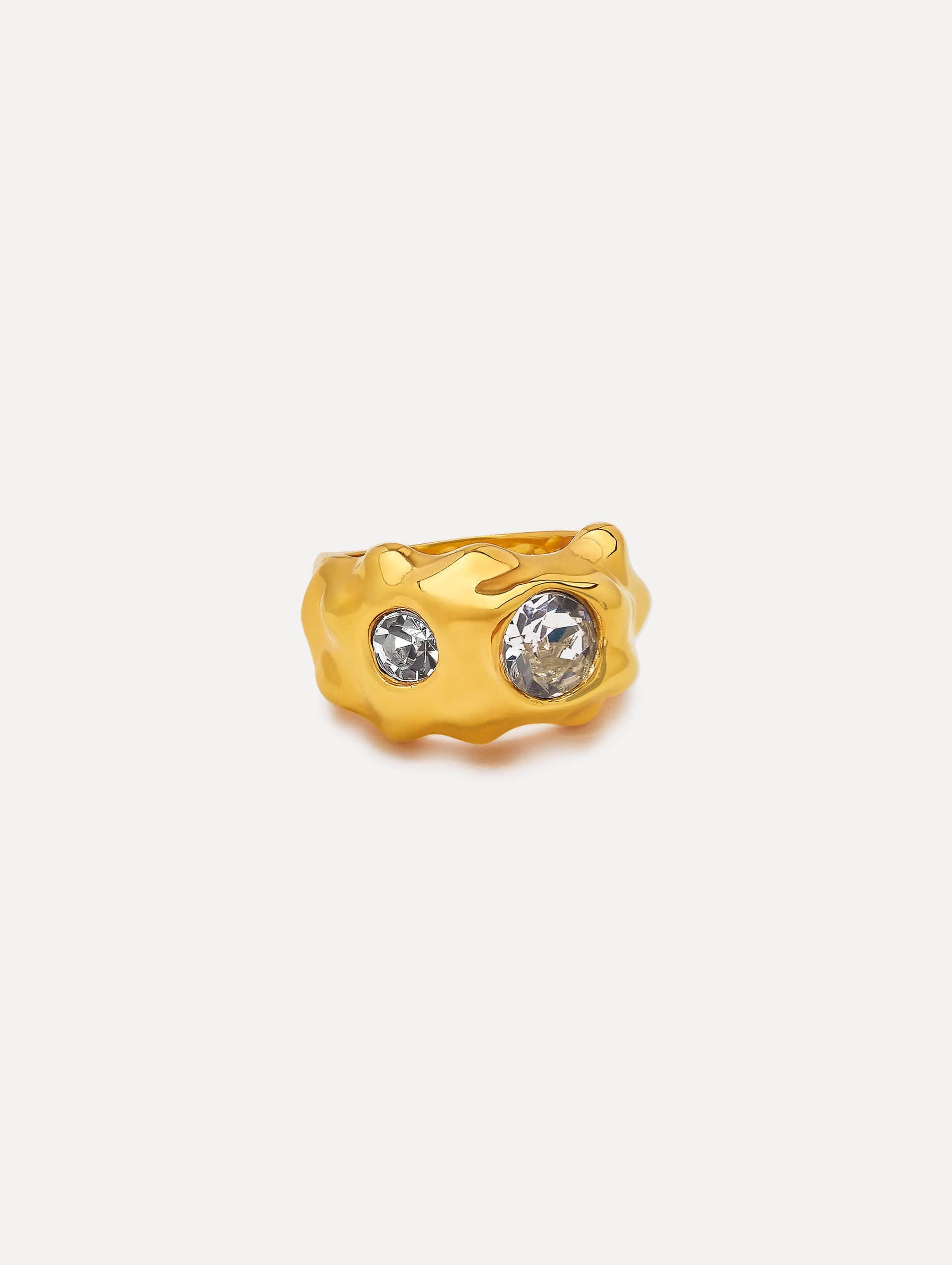 TEXTURED METAL CRYSTAL RING - 2