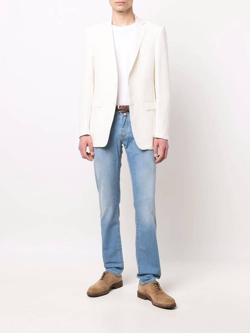 Canali single-breasted linen-silk blazer outlook