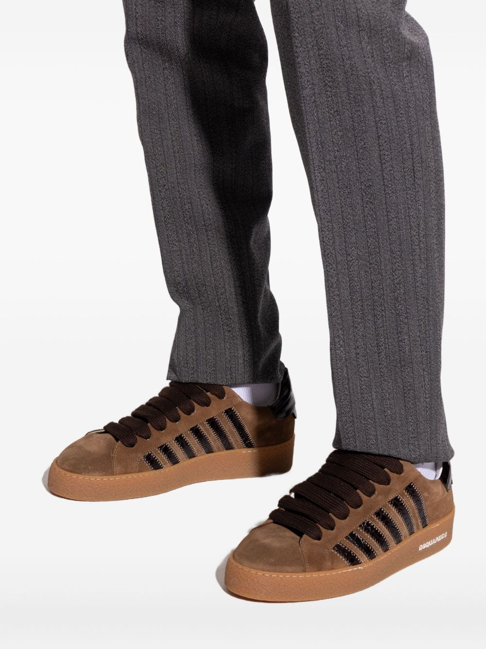 Rapper's Delight suede-leather striped sneakers - 5