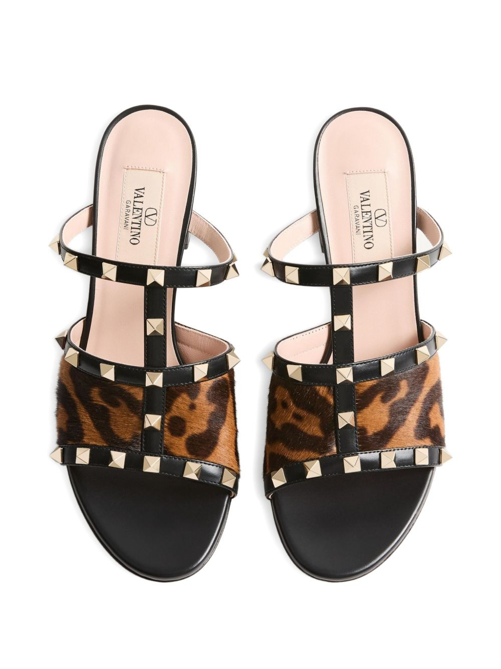60mm Rockstud leopard-print sandals - 3