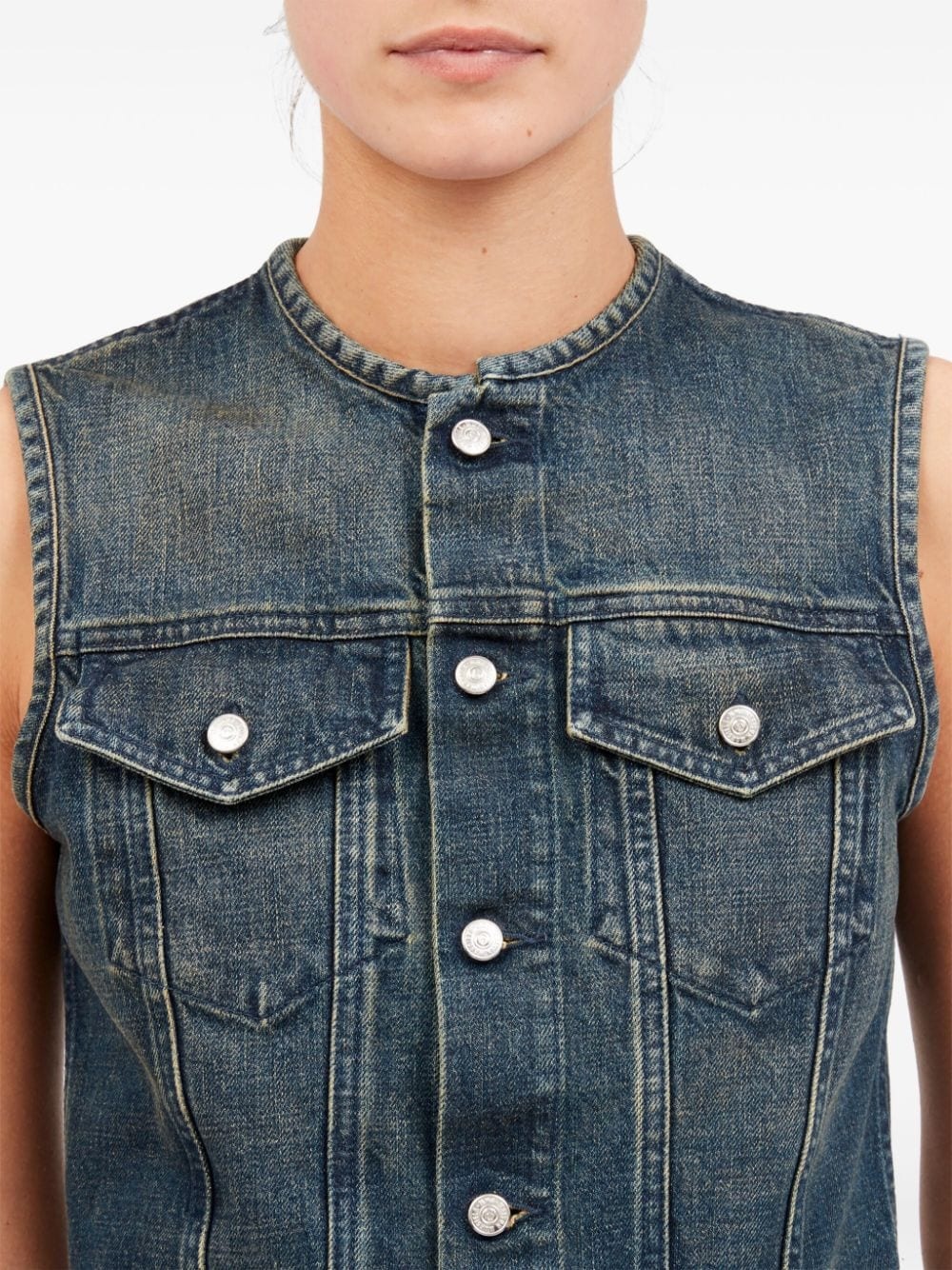 stonewashed denim gilet - 5