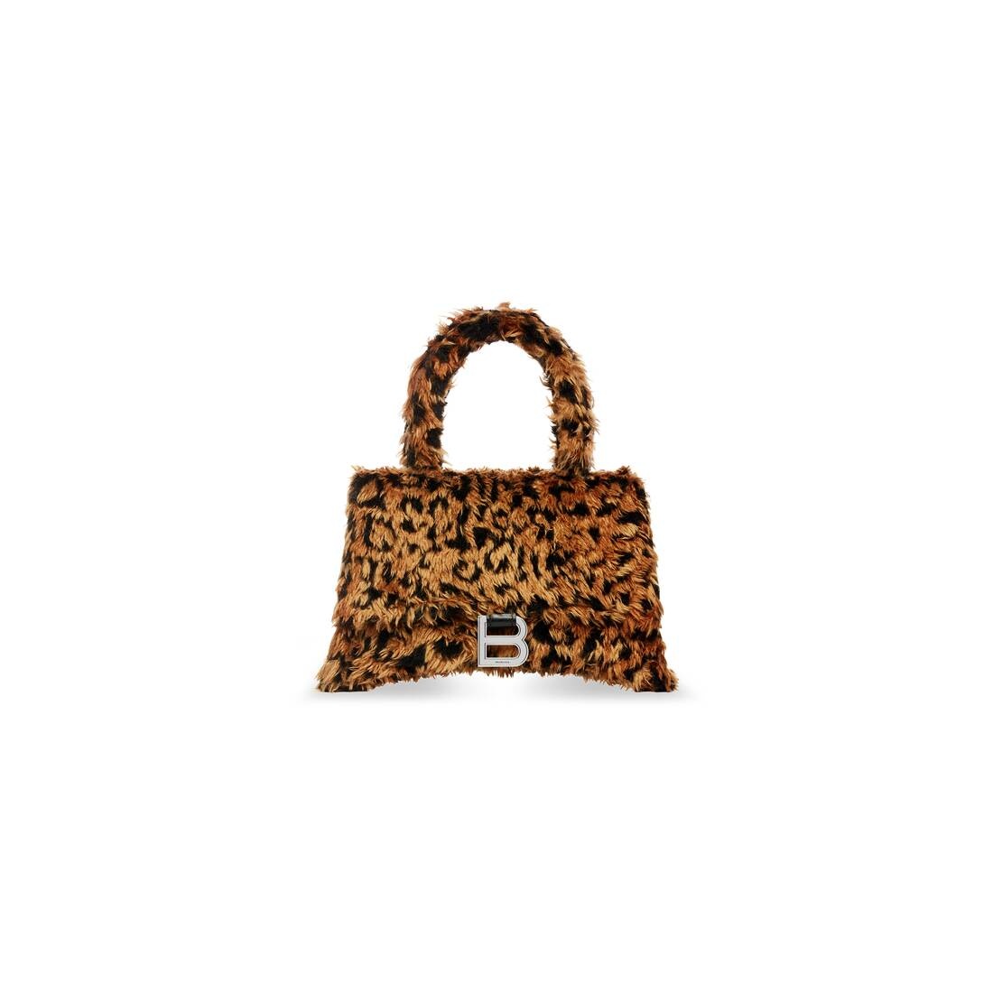 Women's Hourglass Small Handbag With Strap With Leopard Print in Beige - 1