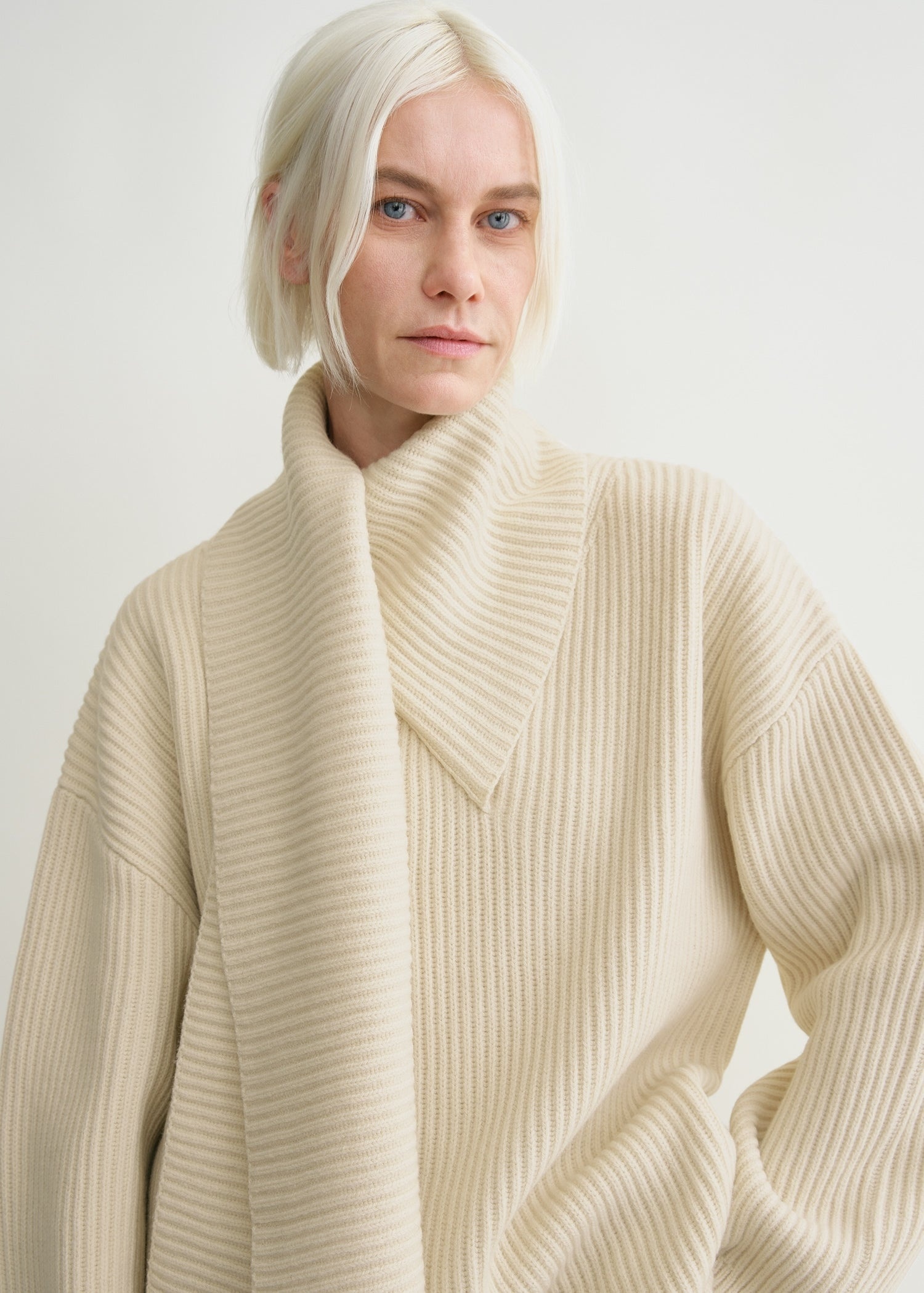Long scarf knit off-white - 5