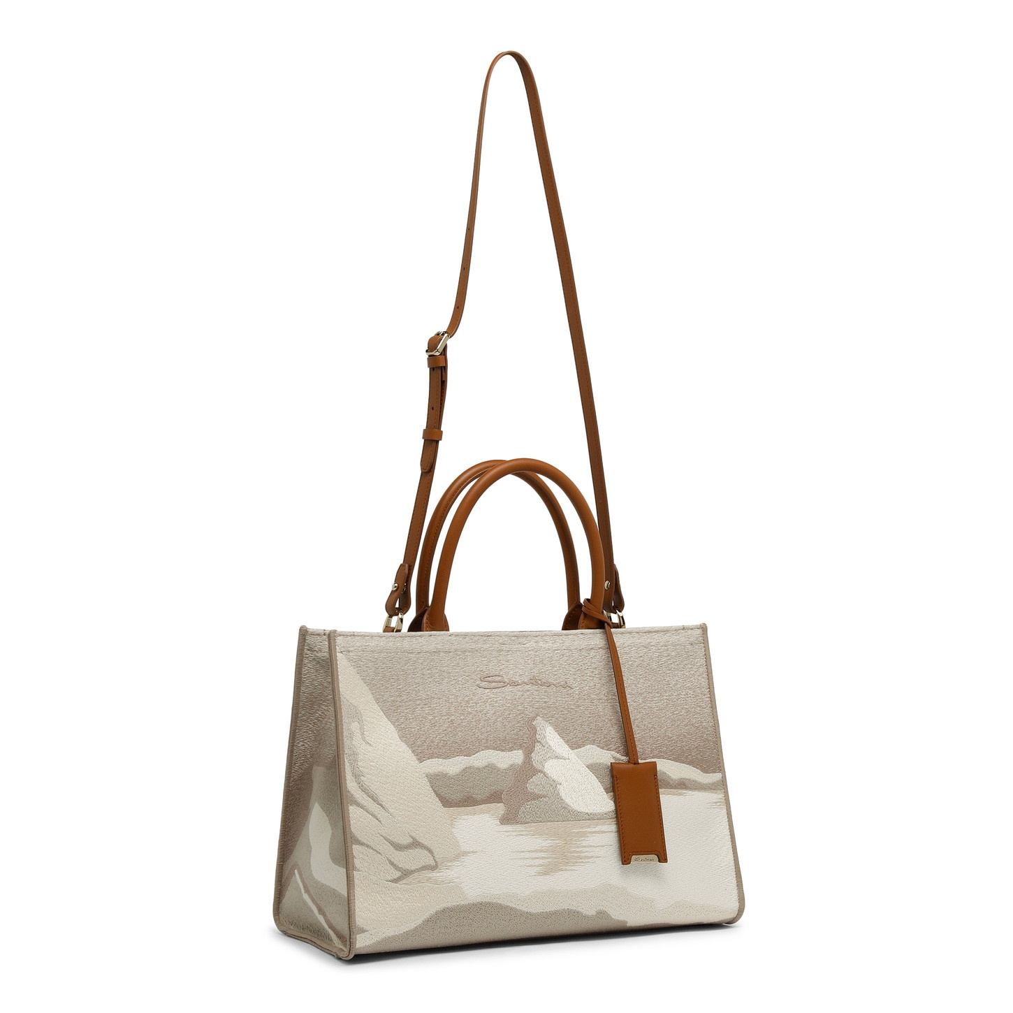Beige fabric medium tote bag - 3