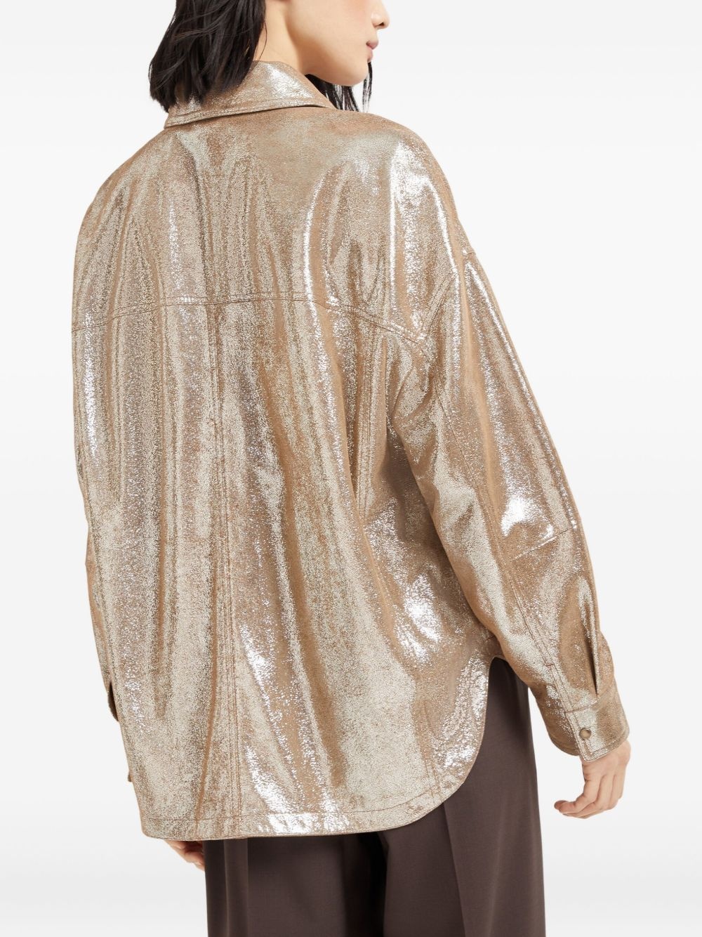 lamé shirt jacket - 4