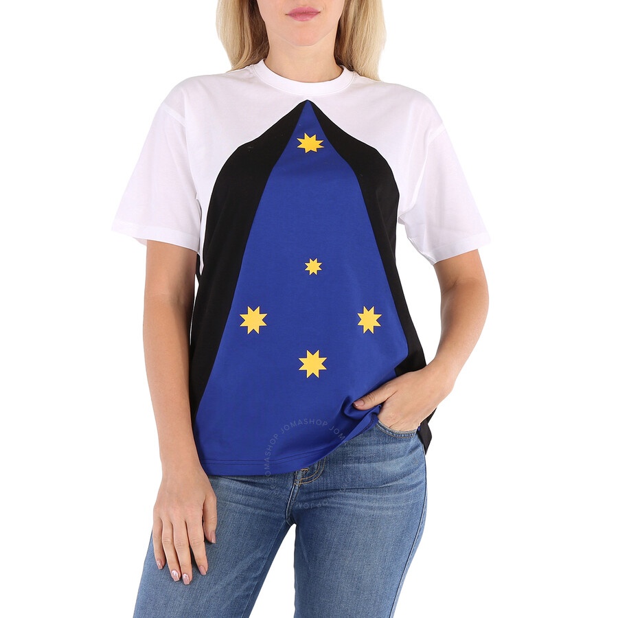 Burberry Ladies Oceanic Blue Colour-Block Star-Print T-Shirt - 3