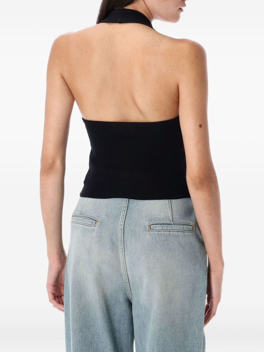 halter-neck ribbed top - 2