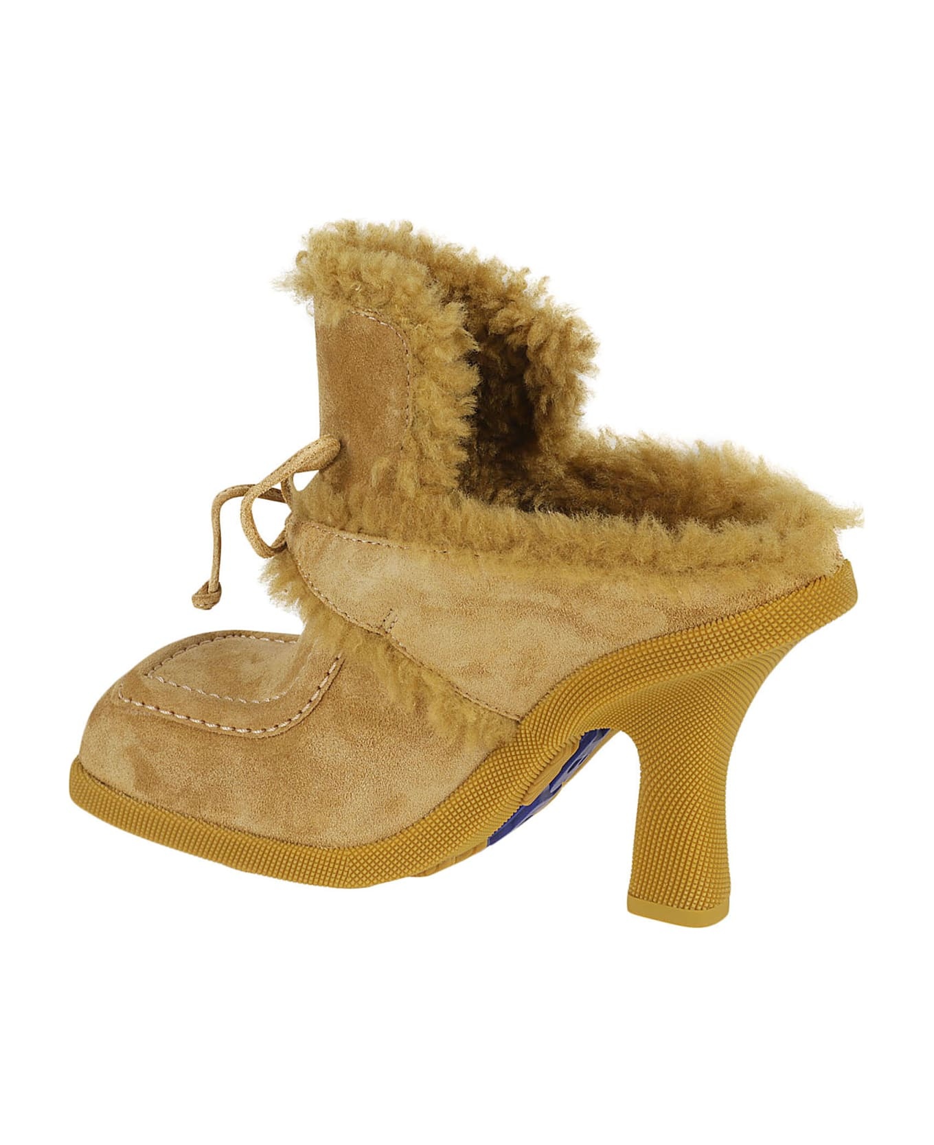 Fur Detail Lace-up Mules - 3