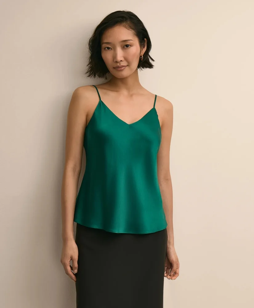 V-Neck Cami in Washable Silk Charmeuse - 1