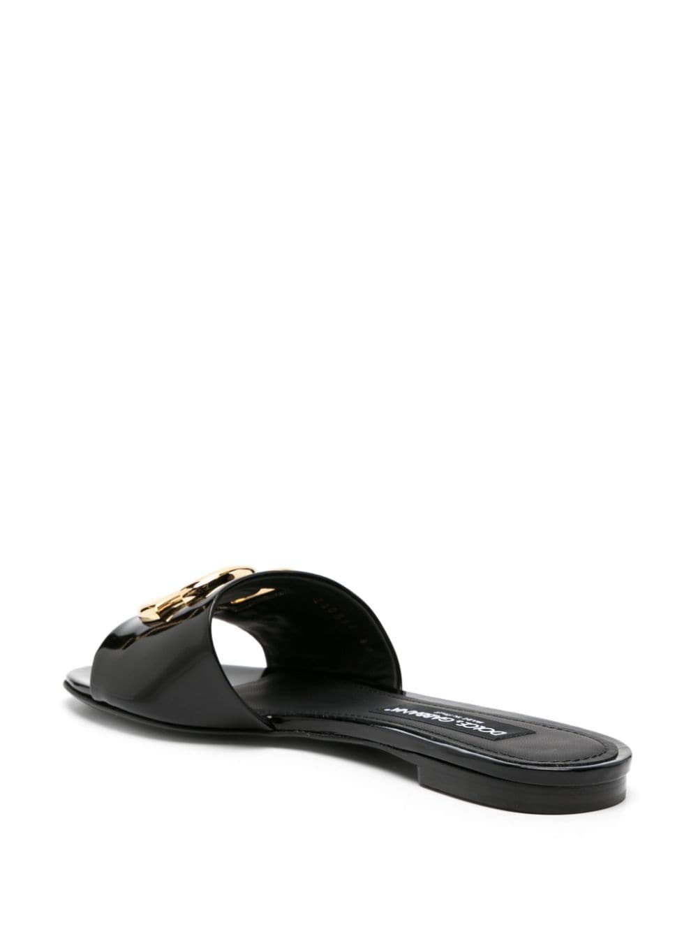 logo-plaque patent leather slides - 3