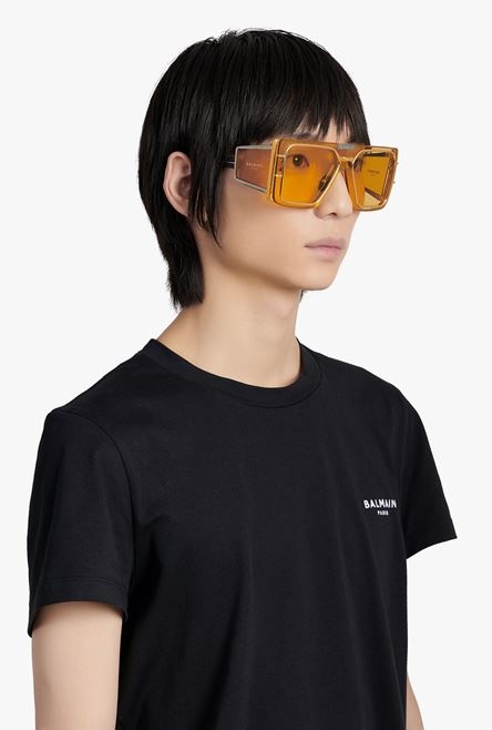 Gold-tone metal shield-shaped Wonder Boy sunglasses - 4