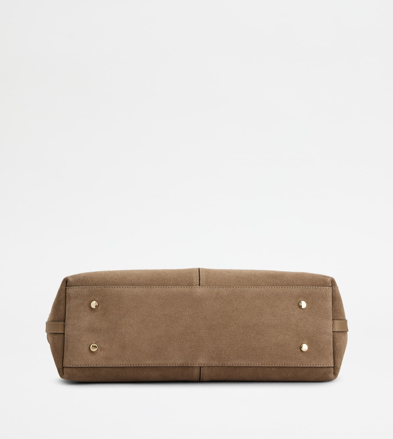 SHOPPING BAG IN SUEDE MEDIUM-SMALL - BROWN 3