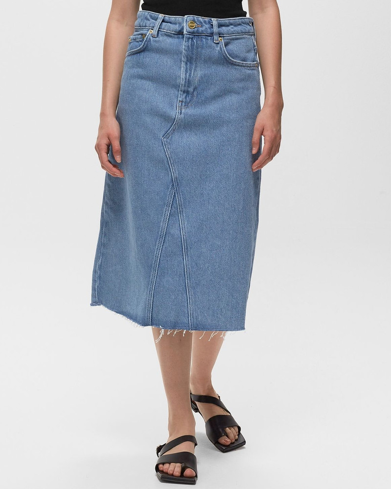 GANNI Heavy Denim Midi Skirt outlook