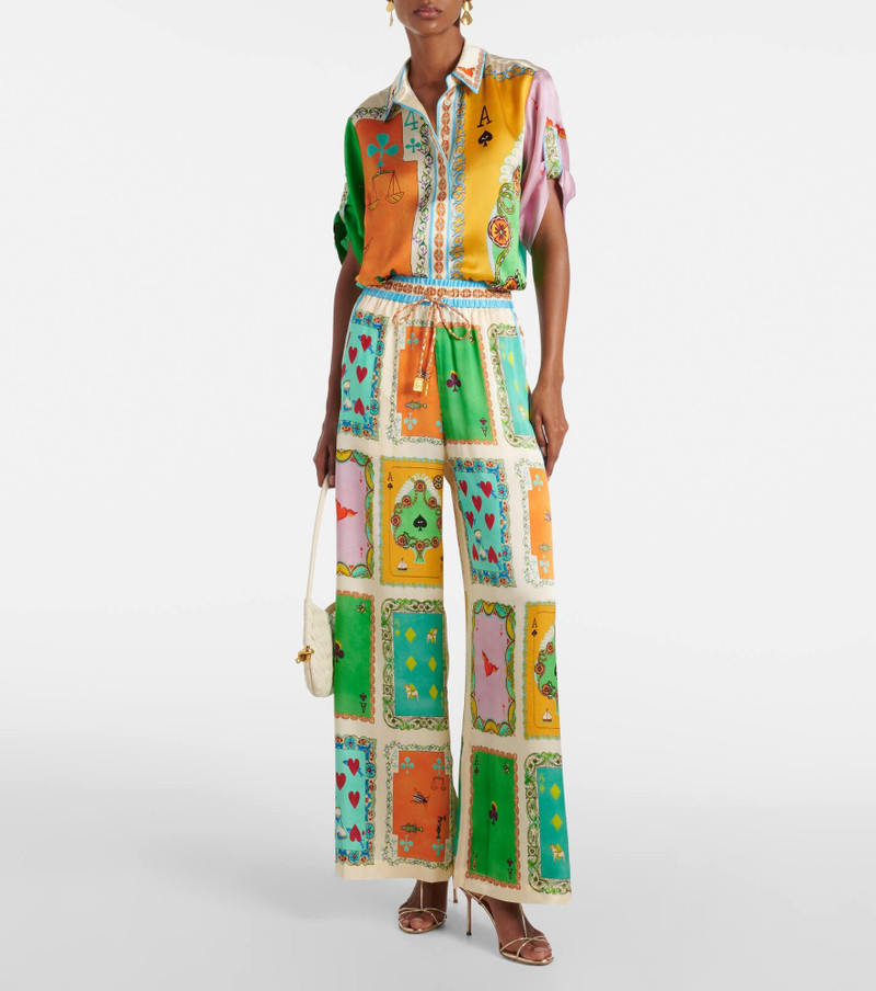 Rummy printed silk satin palazzo pants 7