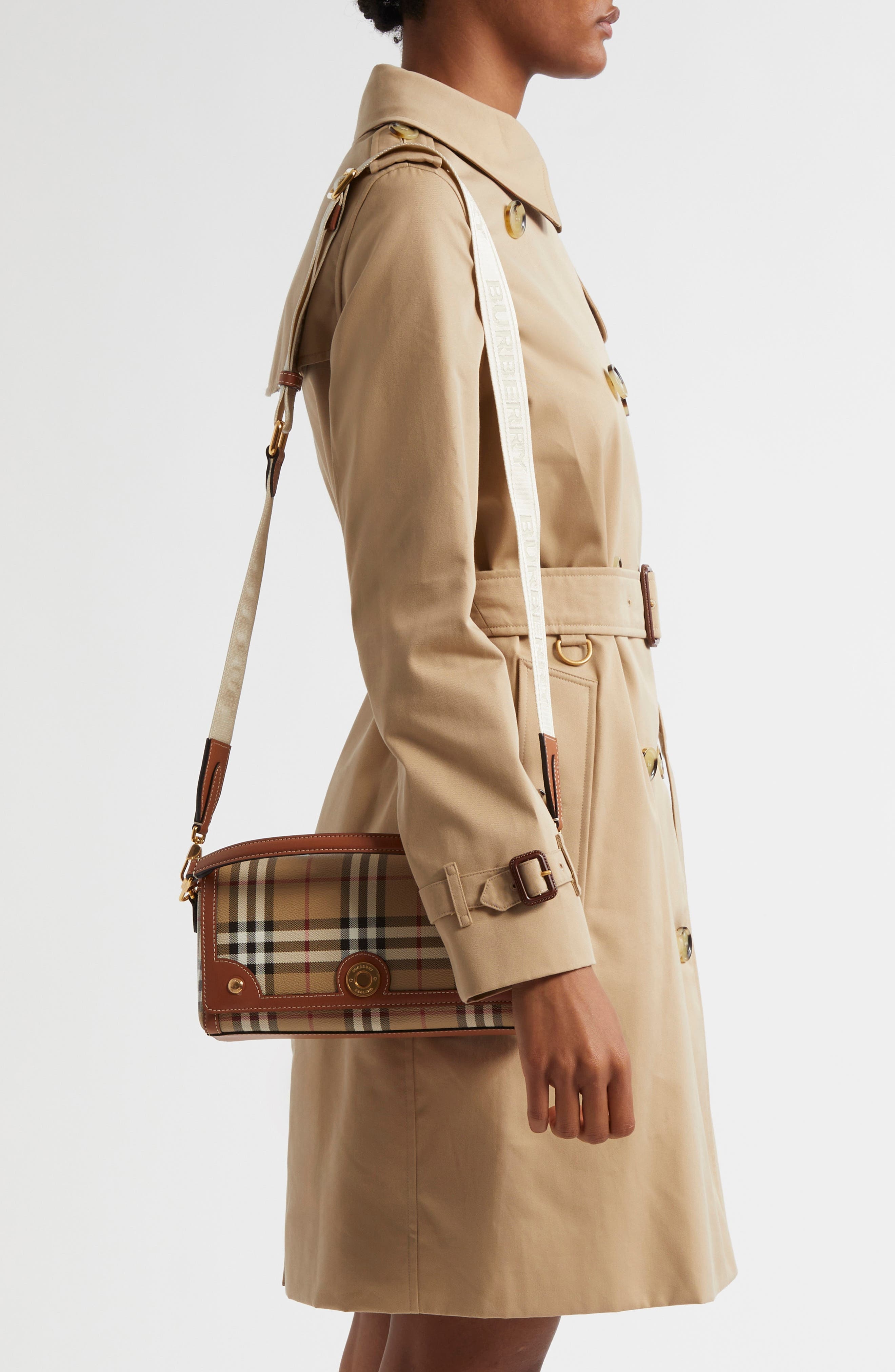 Small Note Check & Leather Crossbody Bag - 2