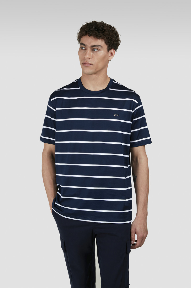 T-SHIRT IN PERLÉ COTTON WITH STRIPED PATTERN 6