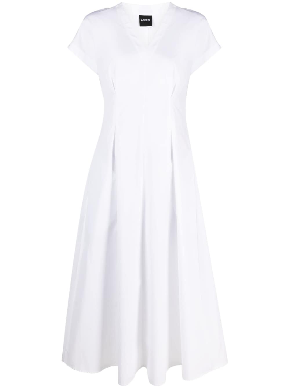 short-sleeve pleated midi dress - 1