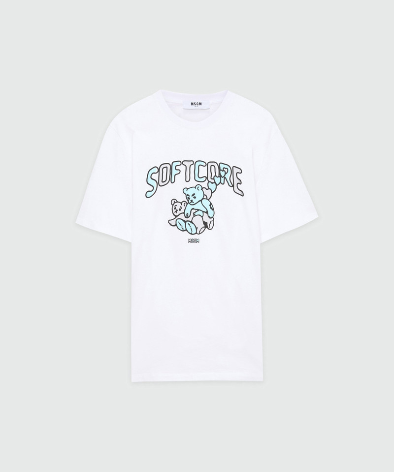 White cotton T-shirt with MSGM Softcore print 1