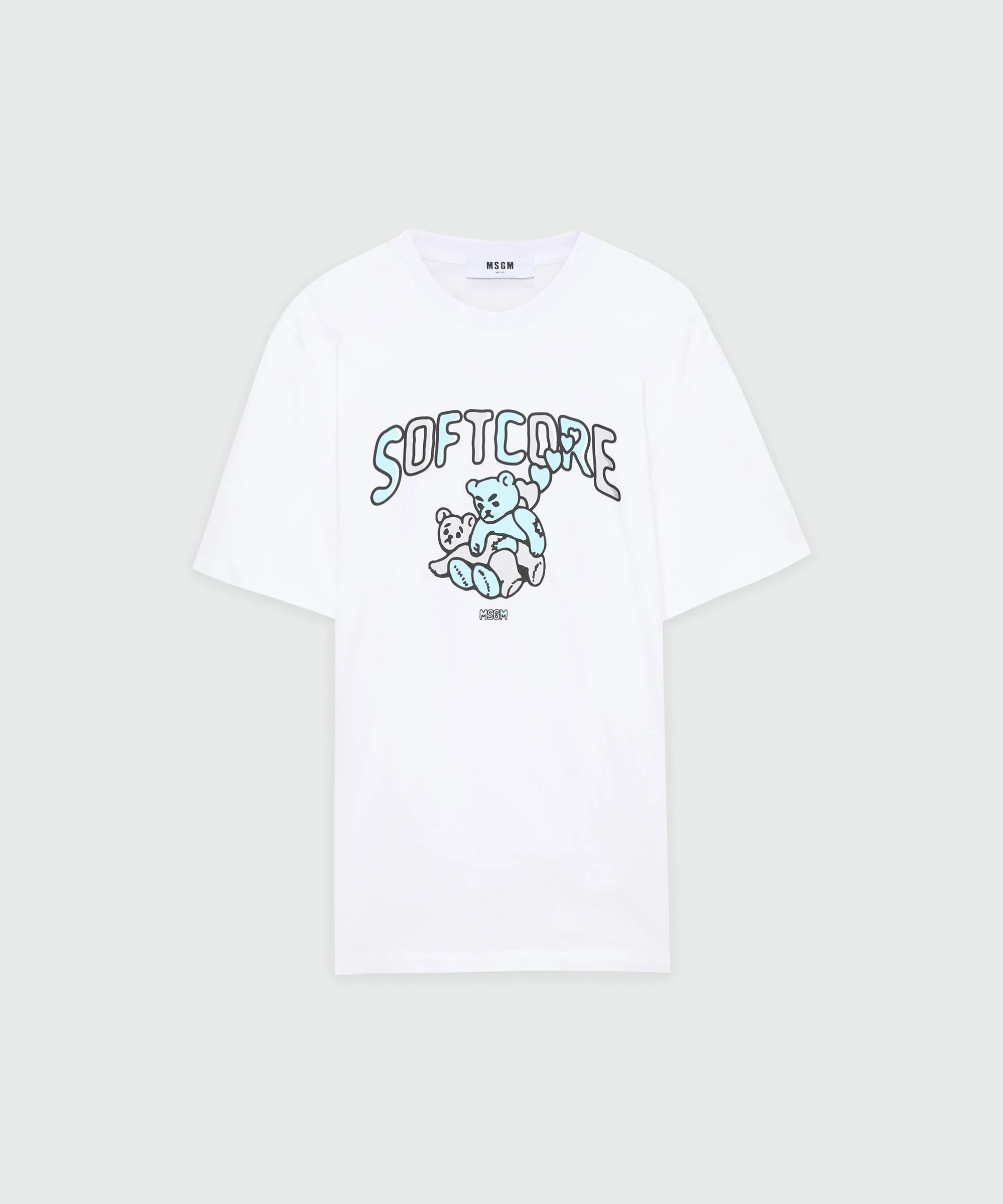 White cotton T-shirt with MSGM Softcore print - 1