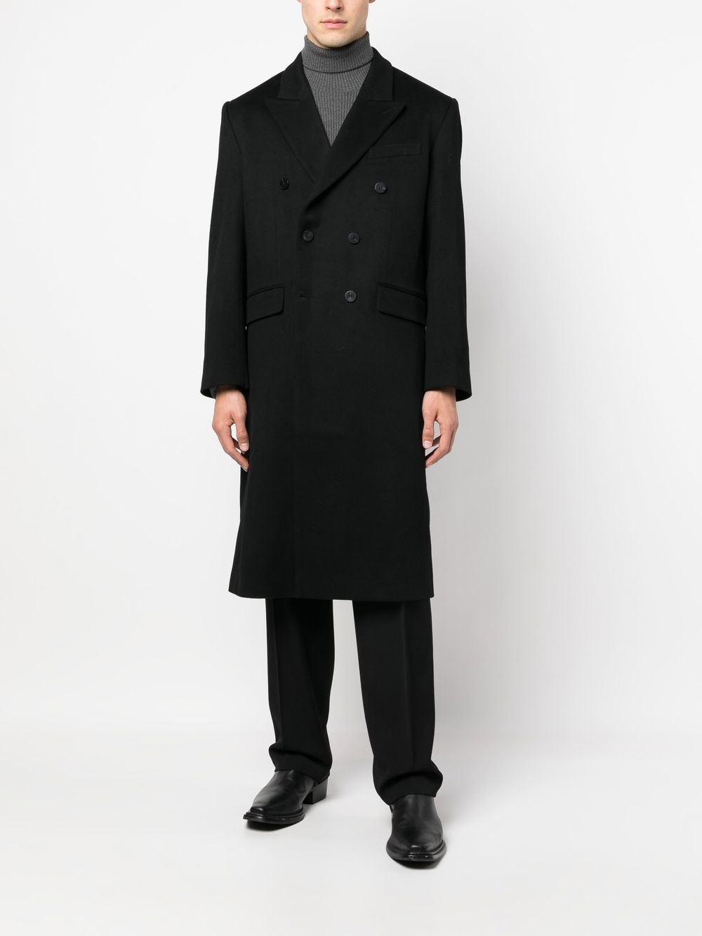 double-breasted virgin-wool coat - 2
