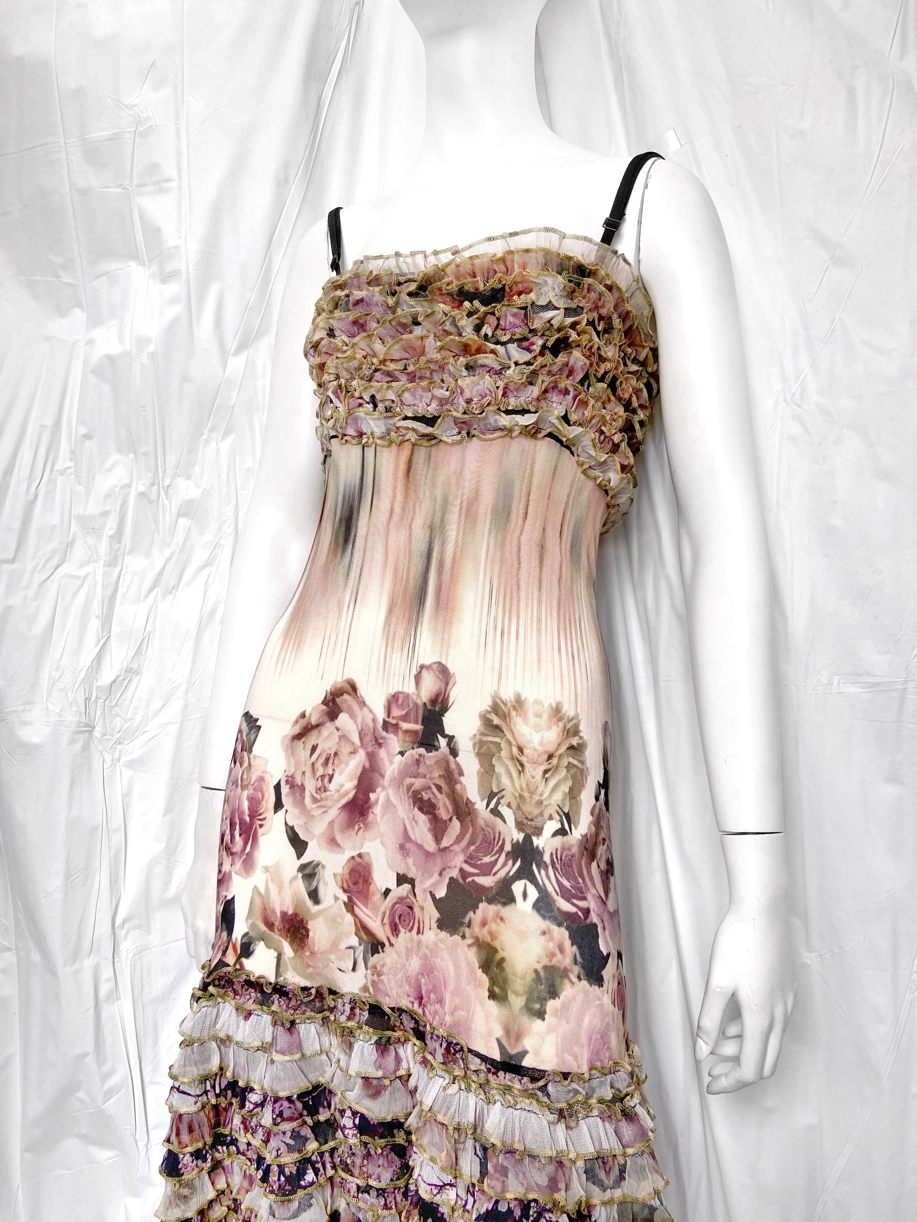 Jean Paul Gaultier Spring 2011 Ruched Floral Mesh Dress S - 6
