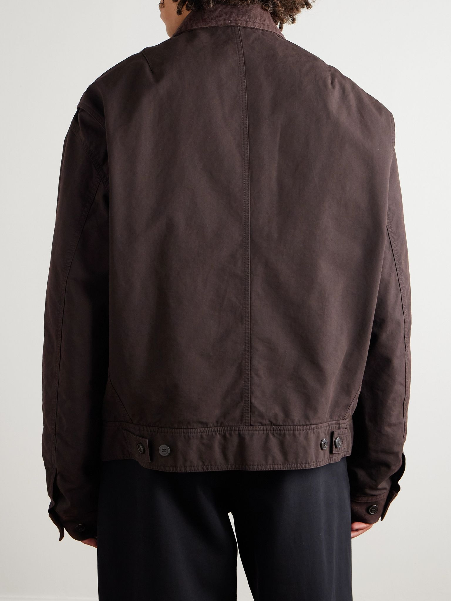 Twill-Trimmed Cotton Jacket Brown - 4