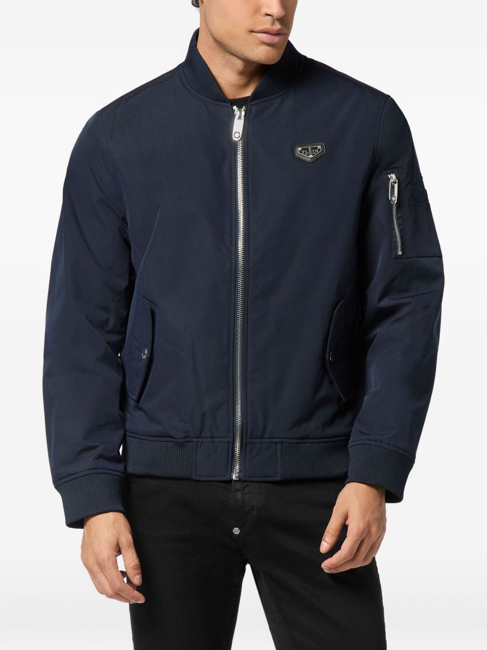 logo-plaque bomber jacket - 3