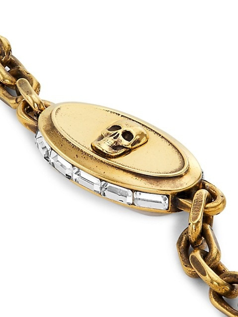 Double Signet Goldtone & CrystalChain Bracelet 4