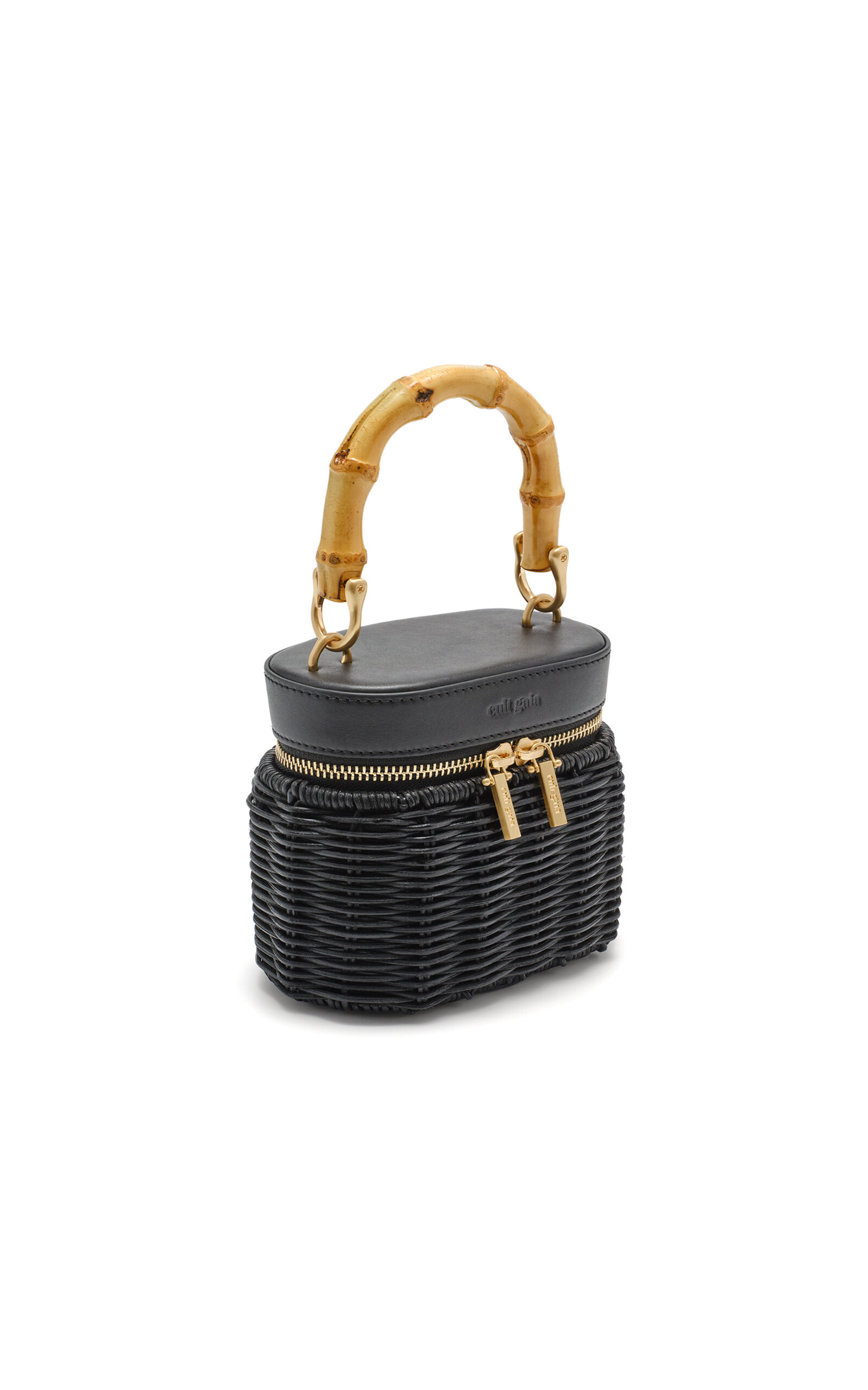 Gwyneth Leather-Trimmed Rattan Clutch black - 3