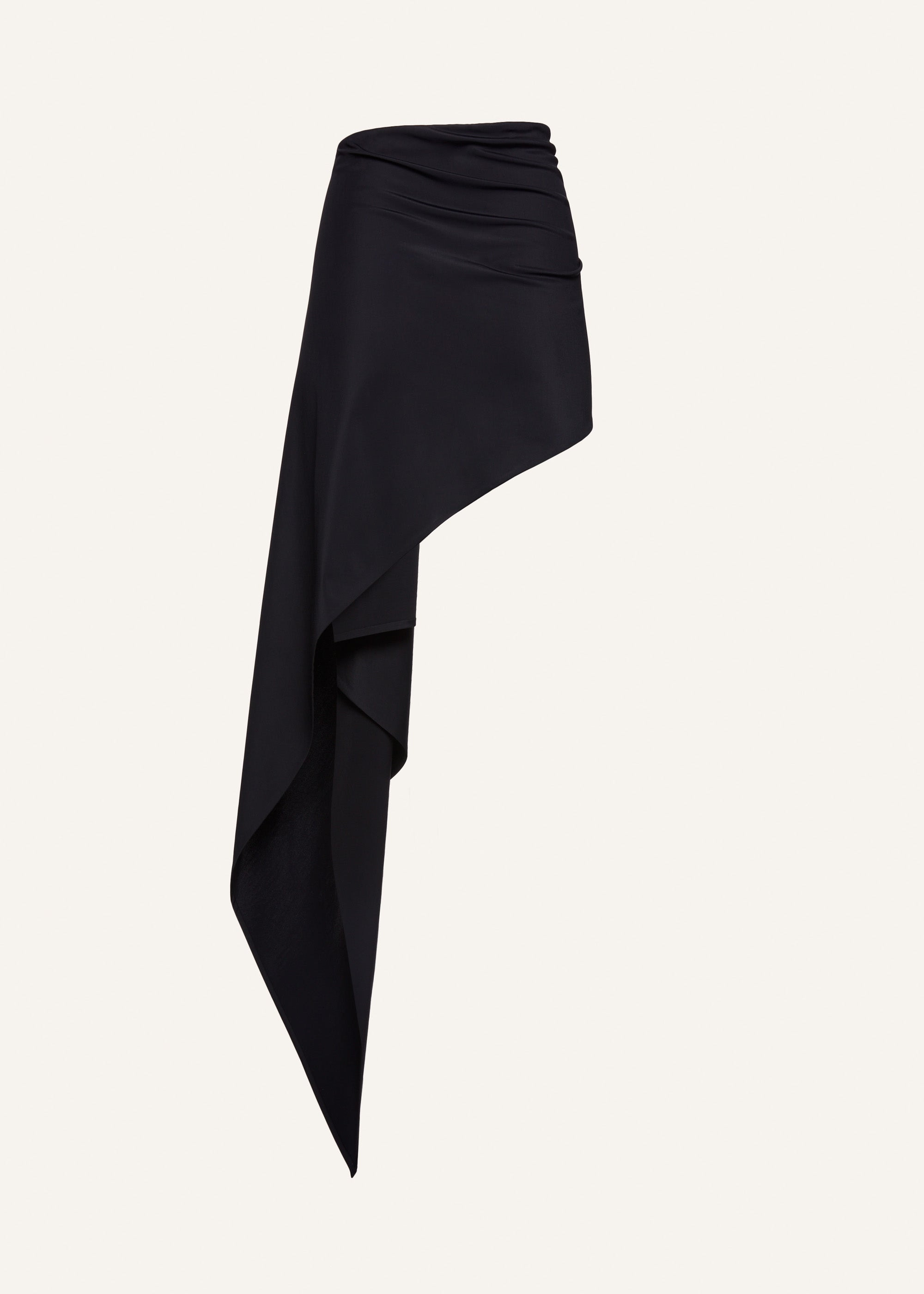 Asymmetrical draped swim skirt in black - 2