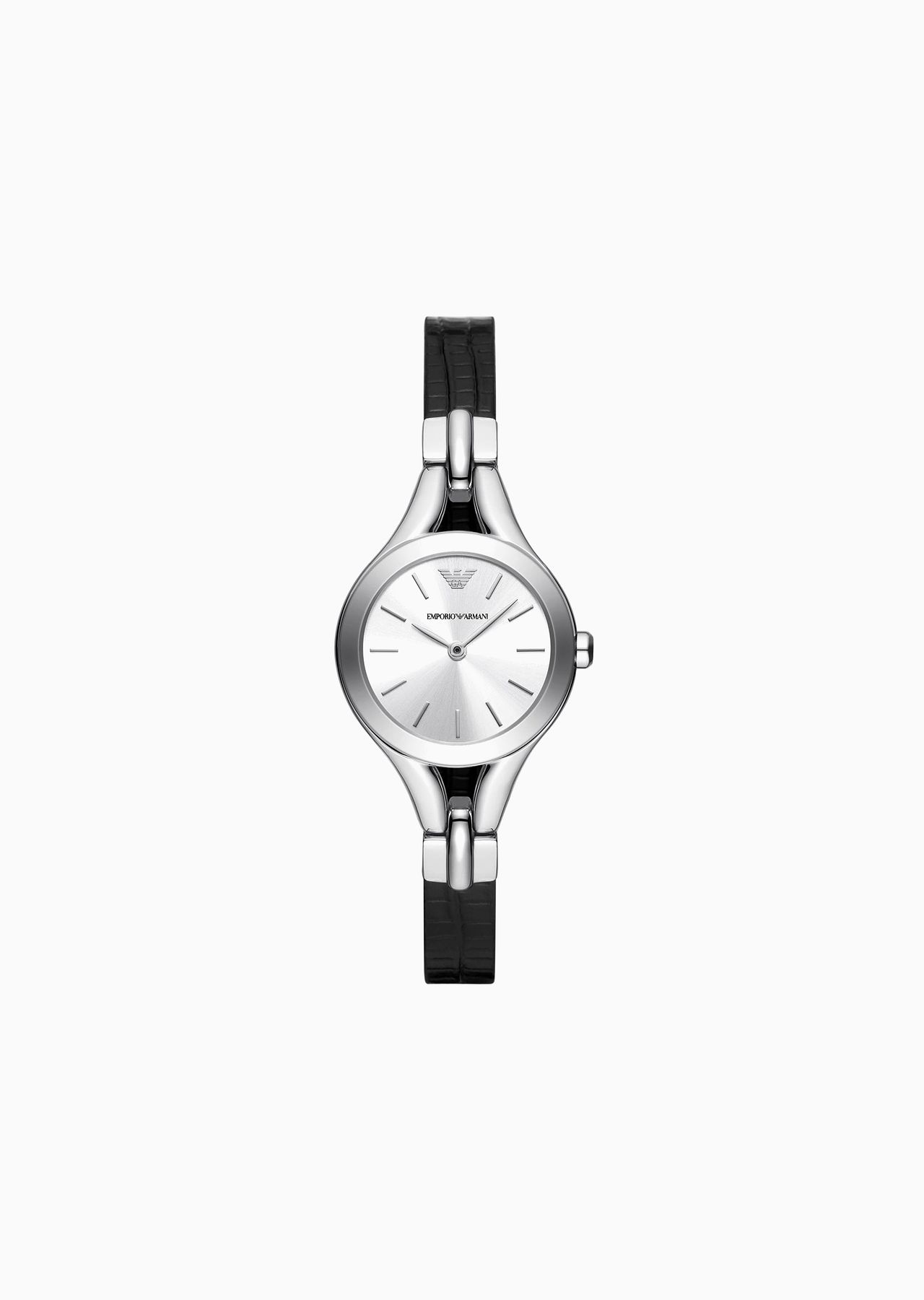 Two-Hand Black Leather Watch - 1