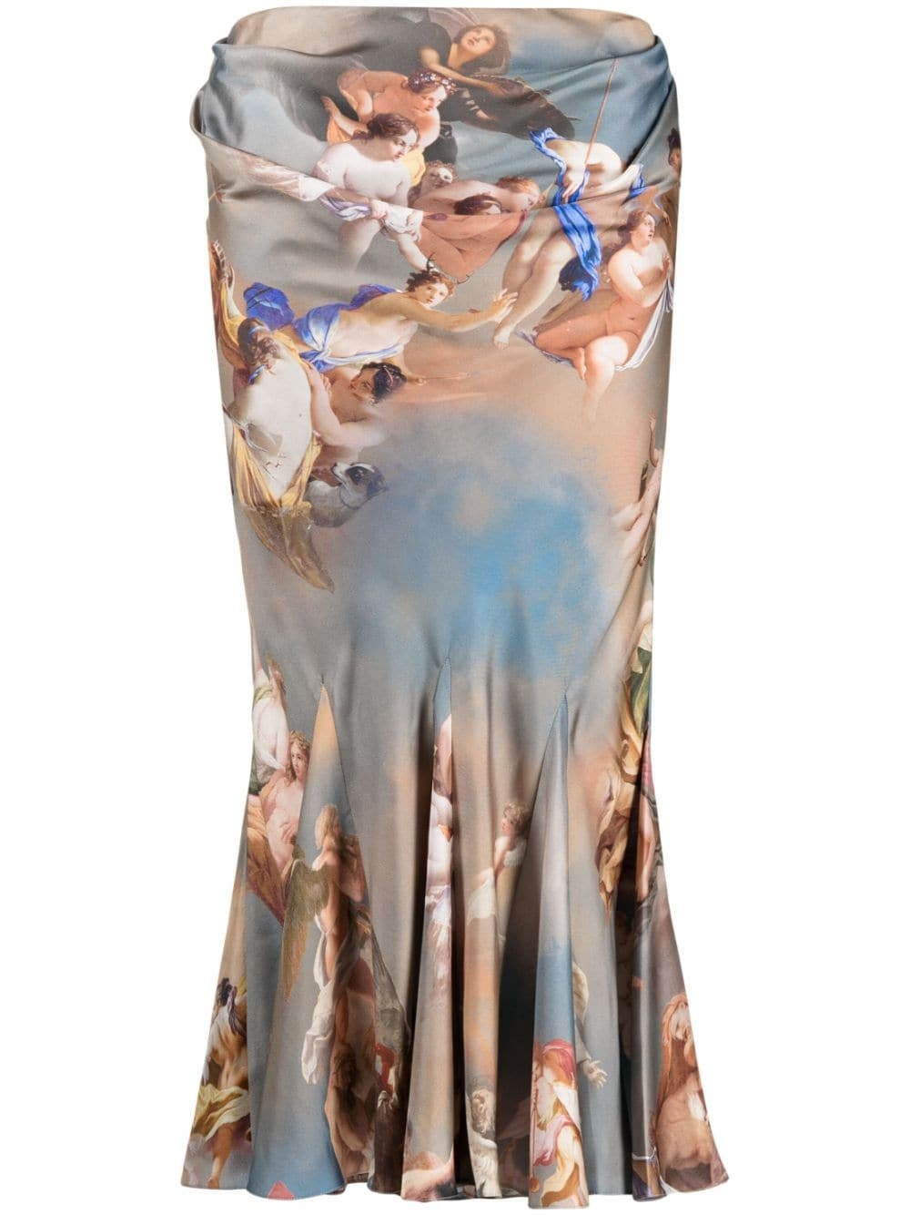baroque-print silk midi skirt - 1