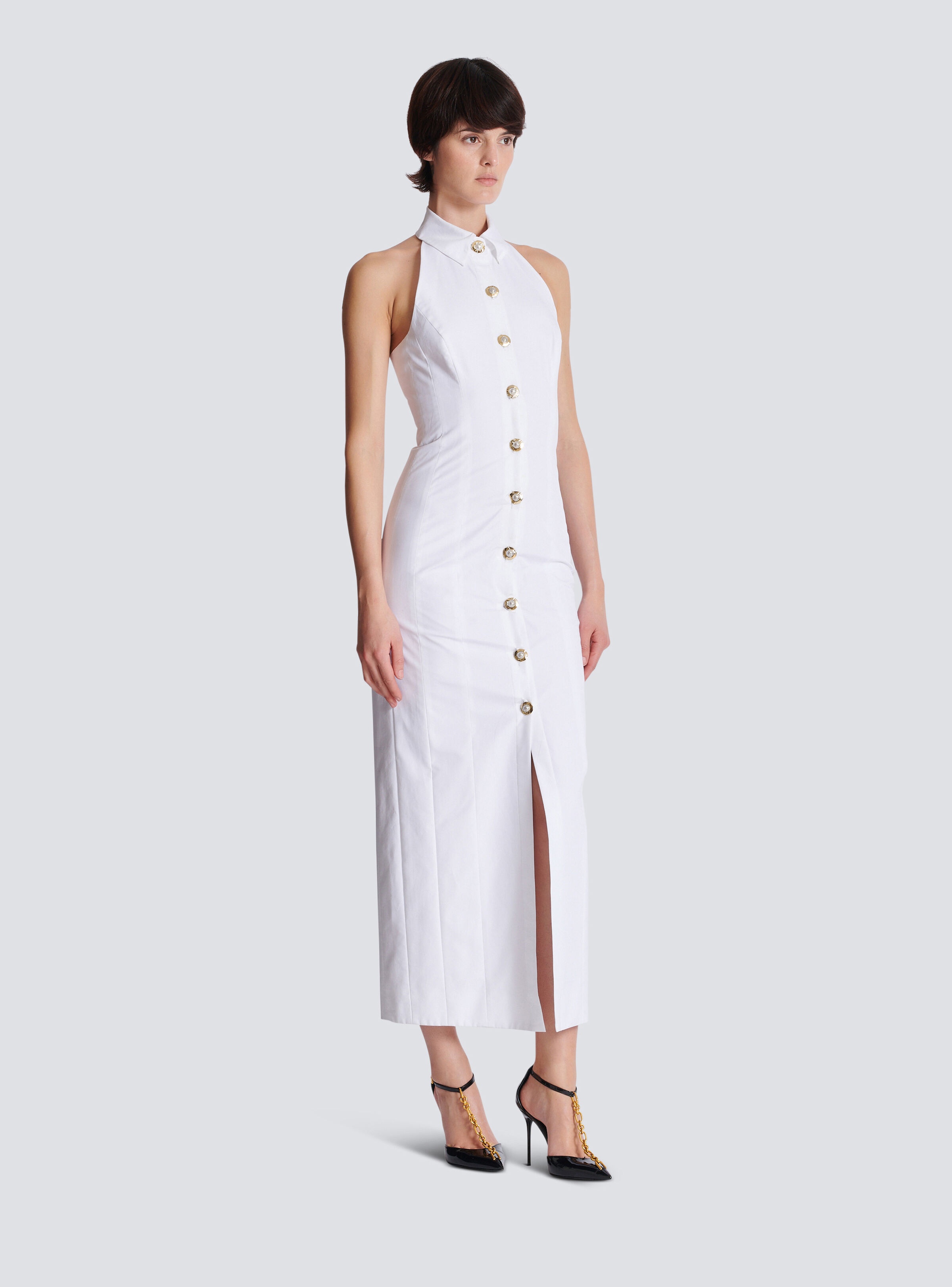 Bodycon backless poplin dress - 3