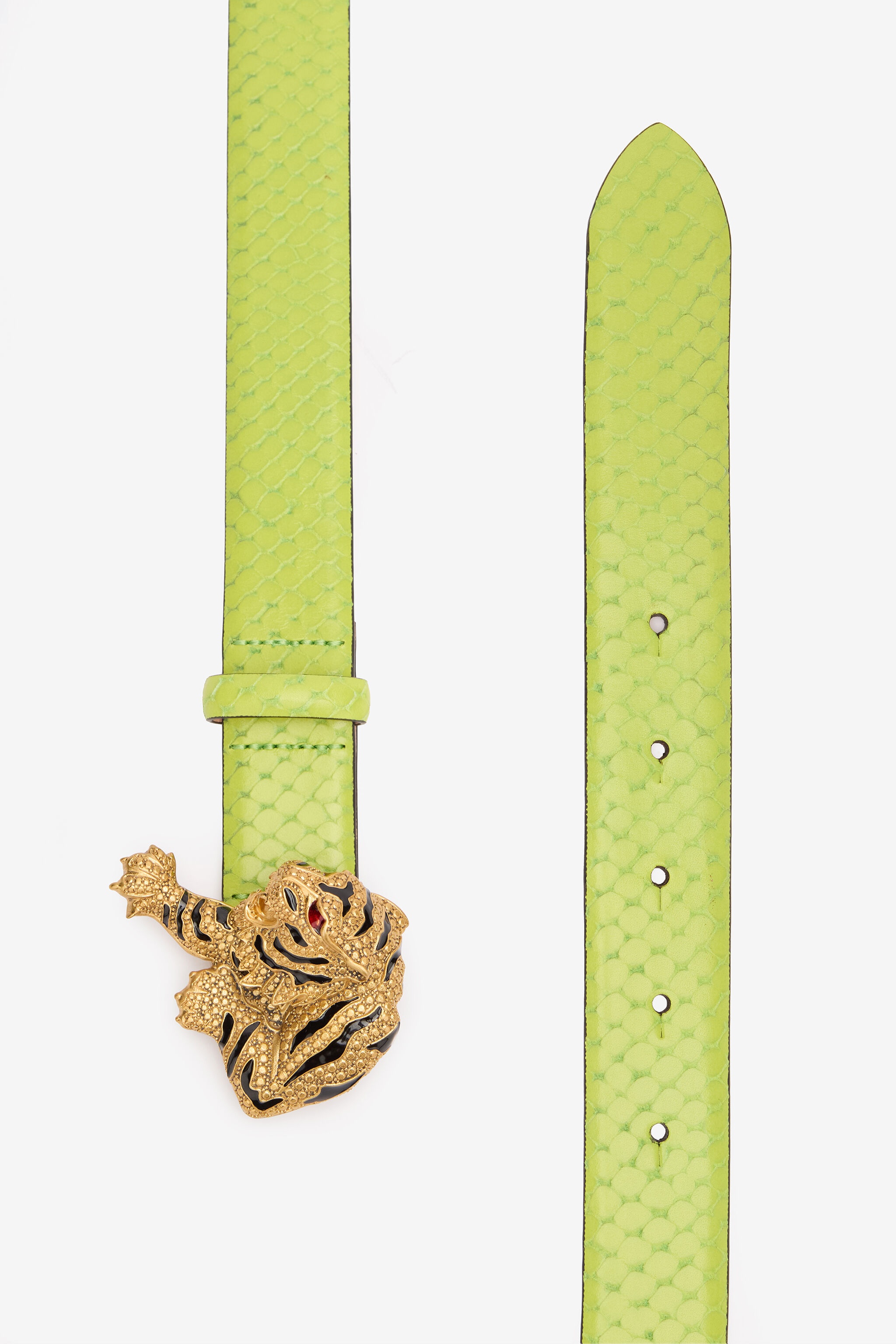 Snake-Effect Belt With Bejeweled Tiger - 2