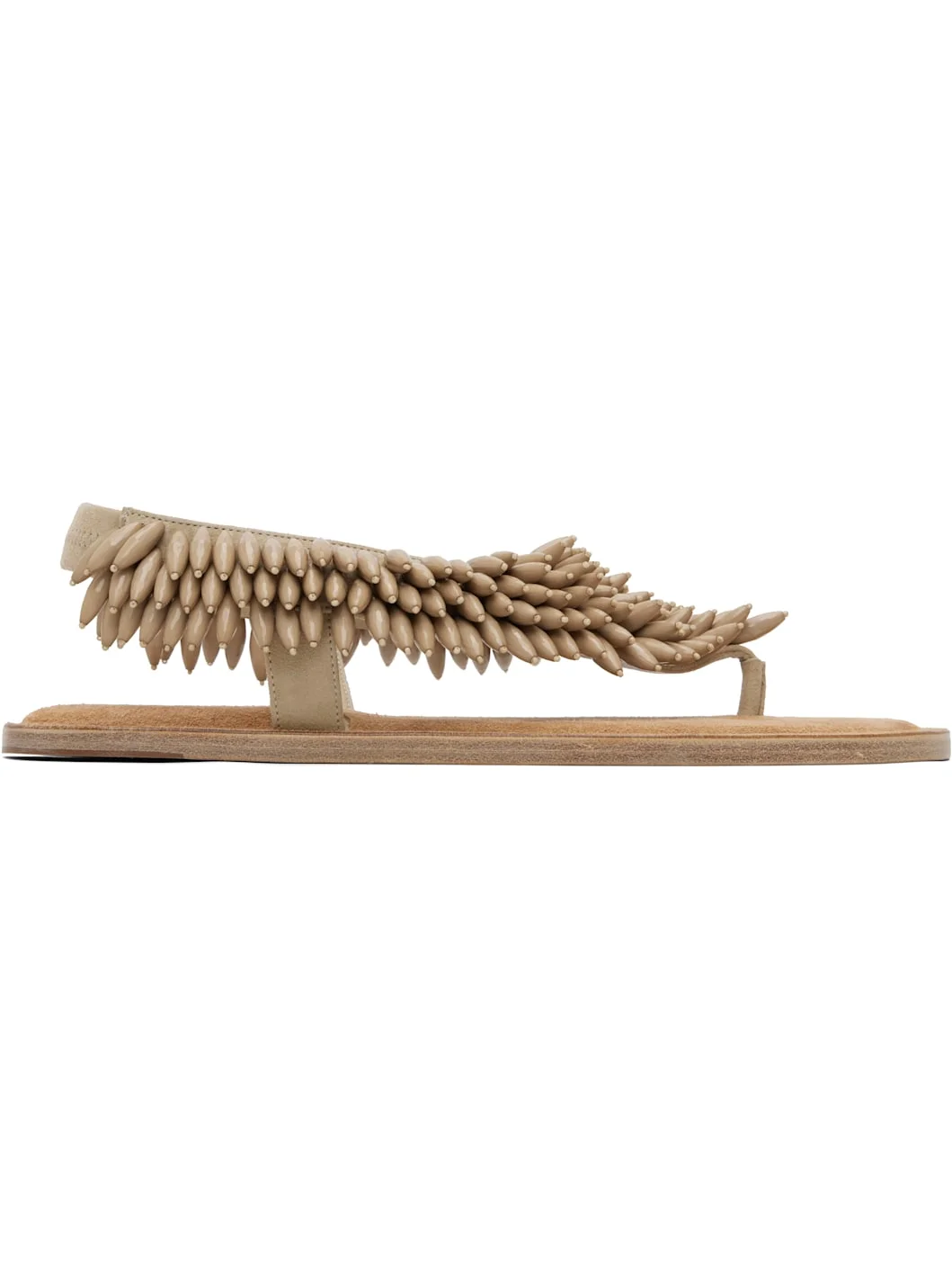 Beige Suede & Beads Sandals - 1