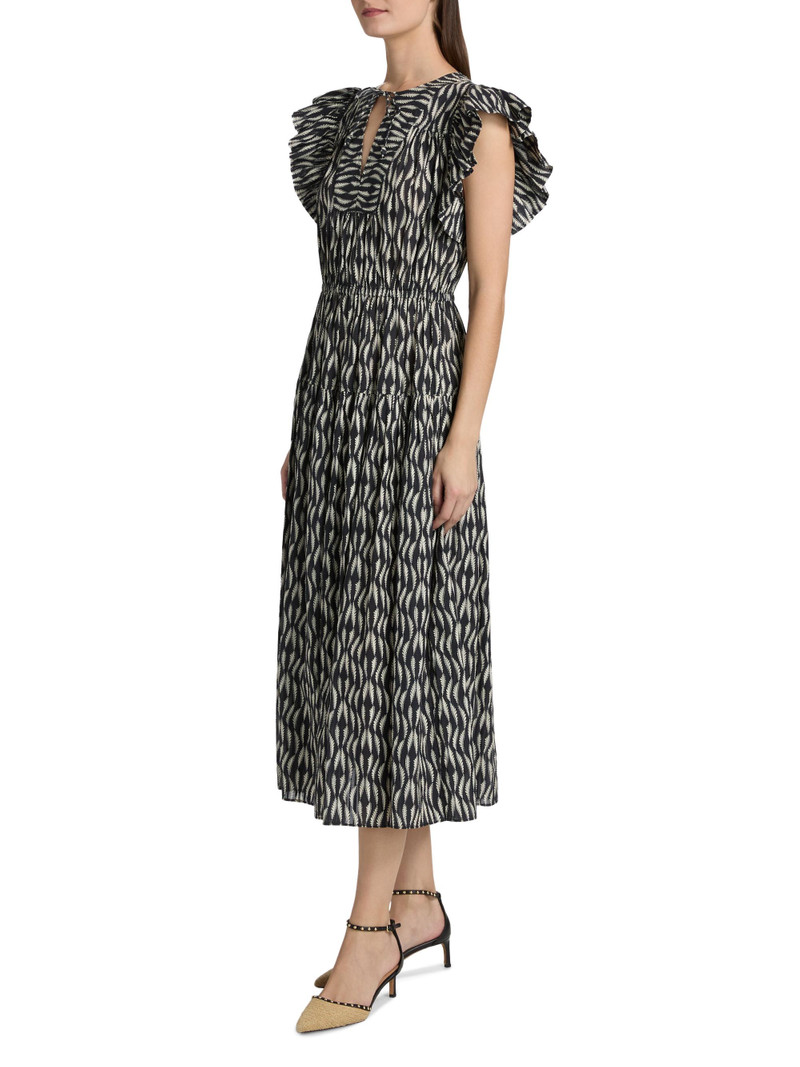 Women's Kairi Printed Flutter-Sleeve Midi-Dress - Graphite 4