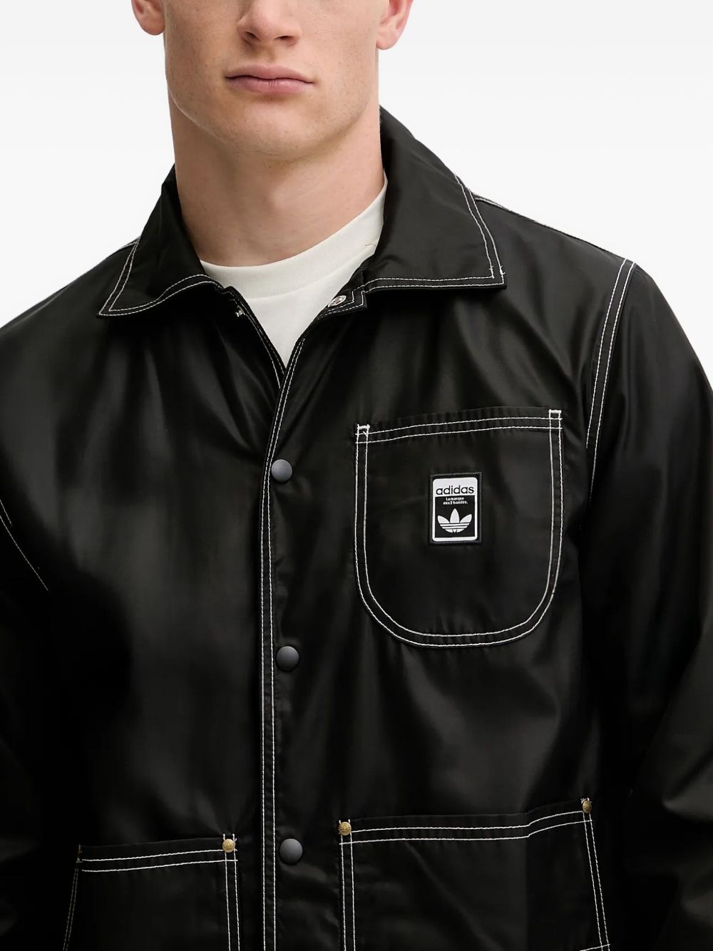 contrast-stitch coach shirt jacket - 4