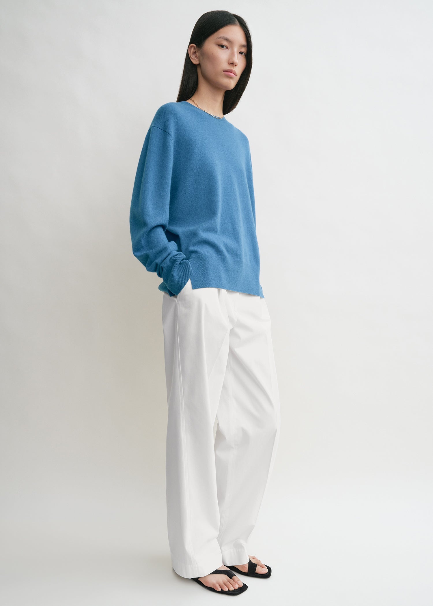Crew-neck cashmere knit azure - 3