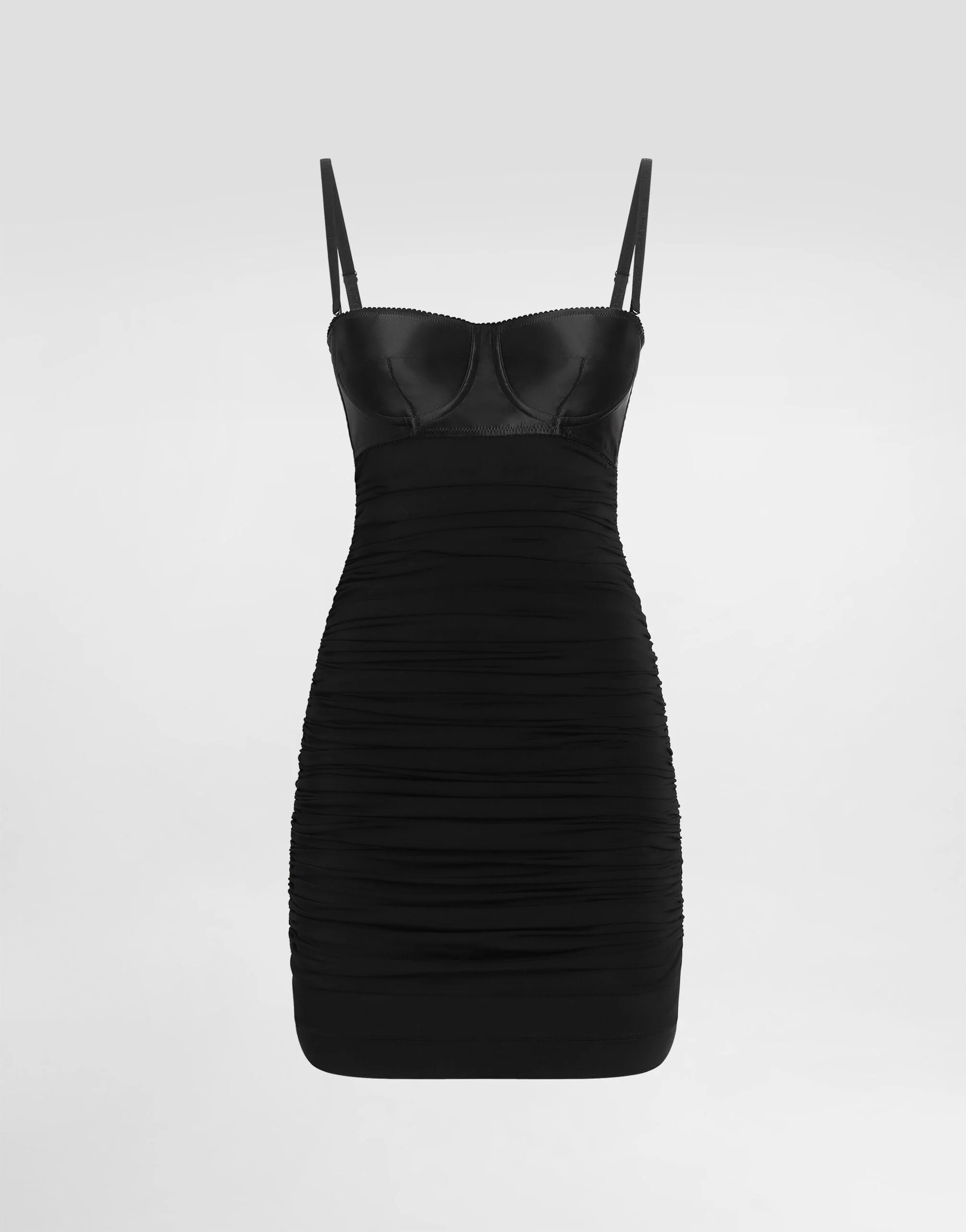 Short organzine corset dress with draping - 1