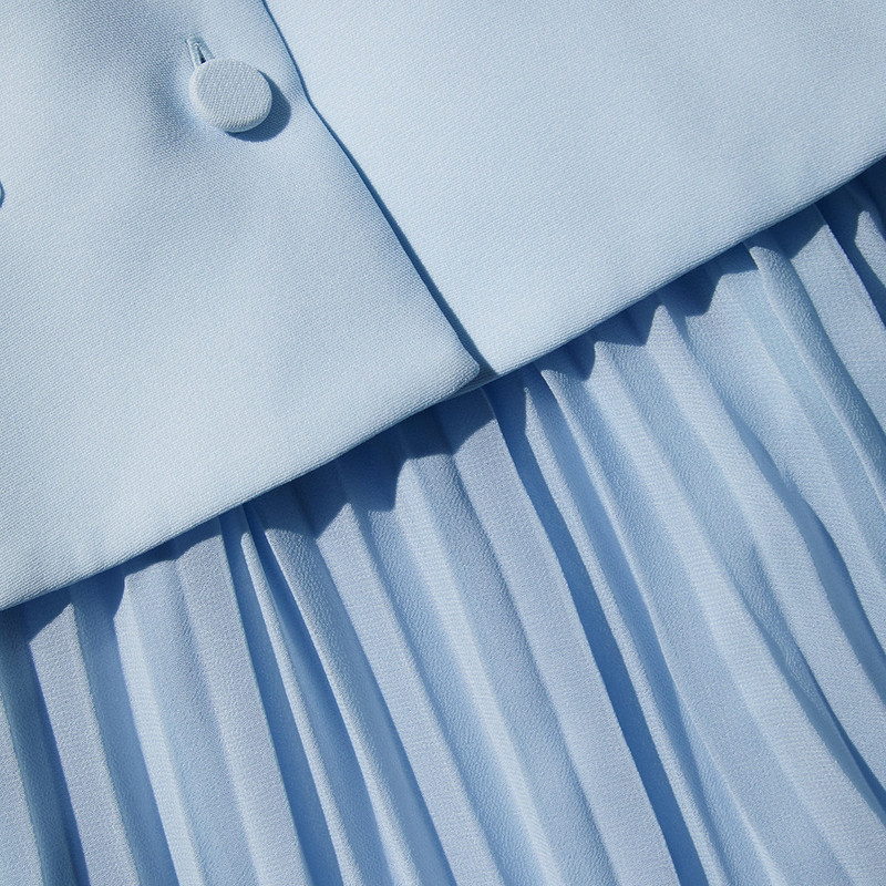 Blue Chiffon Crepe Midi Dress 6