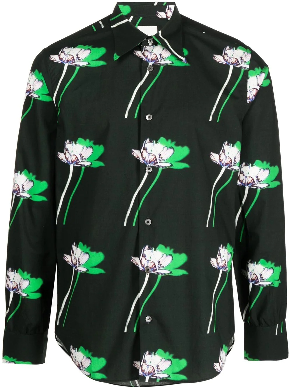 floral-print point-collar shirt - 1