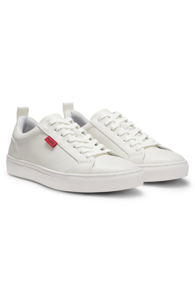 FAUX-LEATHER TRAINERS WITH RED LOGO FLAG 2